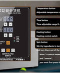 Control panel of Rock Solid Commercial Electric Coffee Bean And Nut Roaster with adjustable temp and timer settings.