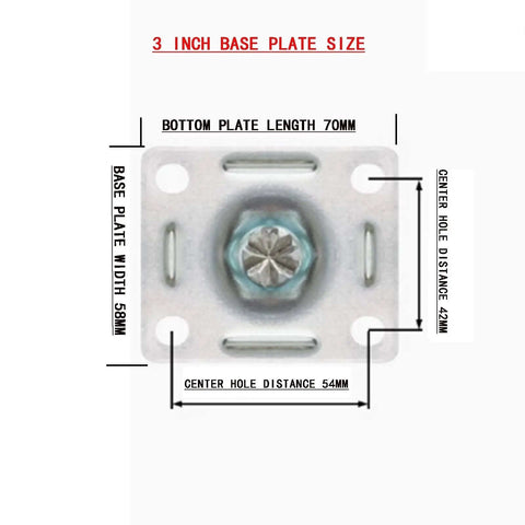 3 inch base plate dimensions for 316 Stainless Steel Non Magnetic Rust Proof Universal Double Brake Caster Wheel Set