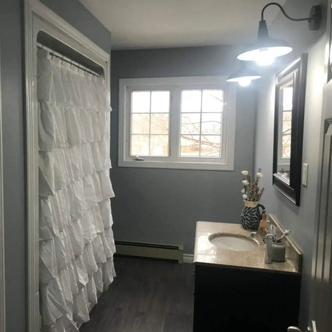 Bathroom with Two Pack Black Farmhouse Vanity Light Fixtures E26 Wall Lamps Sconces For Kitchen Bathroom Hallway Hardwired Industrial Rustic Decor Ideal For Living Room Bedroom Porch Entryway Backyard