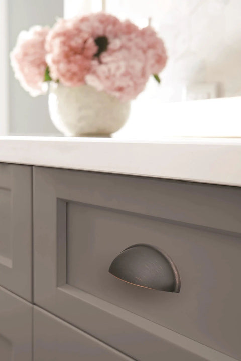 Premium 10 Pack Of 3 Inch Oil Rubbed Bronze Cabinet Handles For Kitchen Drawers And Vanity Doors on grey cabinet.