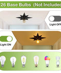 16 Inch Industrial Black Metal Star Flush Mount Ceiling Light With Vintage Farmhouse Vibe shown with bulb options
