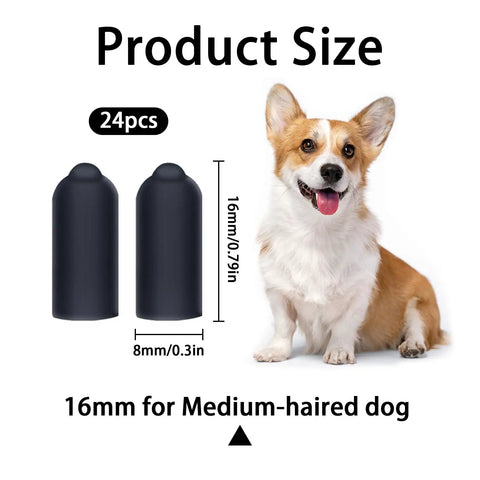 Prong Collar Rubber Sleeve 24 Pack For Shock And Anti Bark Collars 16 Mm Size Replacement Tips For Medium Hair Dogs with dog image