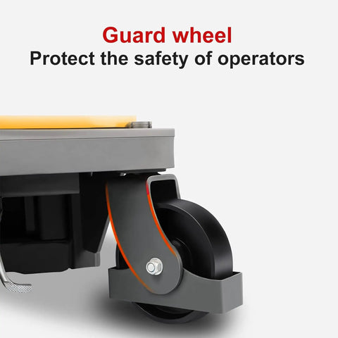 Guard wheel of the 3300 Lbs Semi-Electric Pallet Stacker With 98 Inch Lift Height for operator safety.