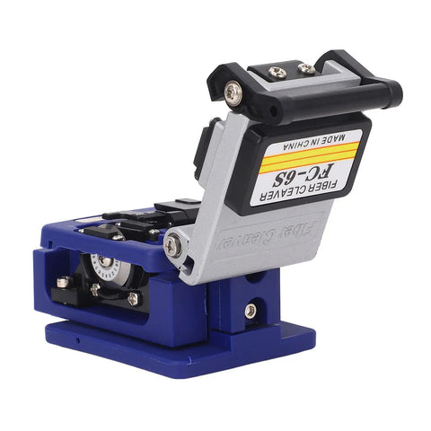 Cocoarm FC 6S Fiber Optic Splitter With Tungsten Steel Cutter, blue compact fiber cleaver for precise cutting tasks.