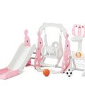 Tot Friendly Indoor Playground Set With Safe Plastic Slide Swing And Mini Basketball Hoop Adjustable Height For Toddlers Aged 1 To 3 Multi Activity Center In Pink Sturdy Durable And Easy To Use