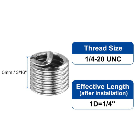 Real Deal 304 Stainless Steel Wire Thread Inserts 1/4 20 Unc Helical Coil Repair Kit For Stripped Screws And Machinery Built Tough For No Sweat Fixes With Rust Resistant Sleeves
