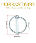 Heavy Duty Lynch Pin Set 5/16 By 1 3/4 Inch 10 Piece For Tractors Trailers Farm Trucks And Mowers Carbon Steel With Ring 8 mm pin, 53 mm length