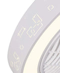 Close-up view of the 21.6 Inch Ceiling Fan with Light, Remote Control,3-Color Dimmable White LED showcasing its decorative design and light feature.