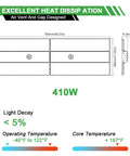 Heavy Duty Led Linear High Bay Shop Lights 410W Cranking 60600 Lumens dimensions with heat dissipation design for factory use.
