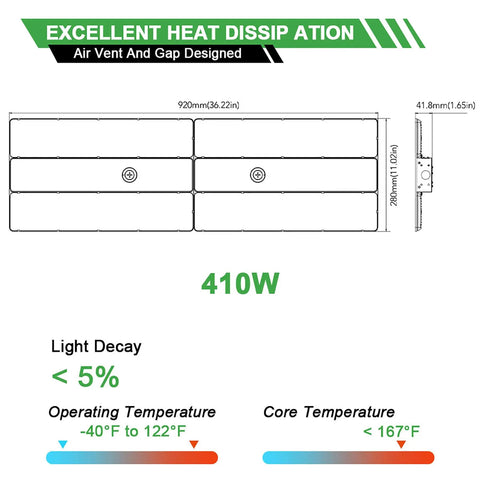 Heavy Duty Led Linear High Bay Shop Lights 410W Cranking 60600 Lumens dimensions with heat dissipation design for factory use.
