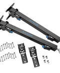 Folding Top Extension Kit For Workbench, space-saving kit with two black hinge assemblies and screws, enhances work surface stability.