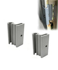 Heavy Duty Vertical Shed Door Hinges 2 Pack Replacement For Resin Storage Sheds, Gray metal hinges for easy swing installation.