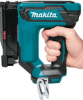 Cordless 18V LXT 23 Gauge Pin Nailer Pro Grade held in hand, showing lightweight design and trim finish tool features.
