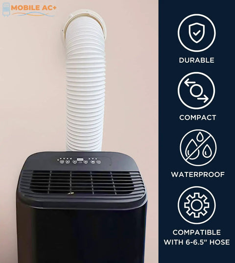 Mobile AC Dual Size Wall Mount Connector for Portable Air Conditioner Exhaust Hose Vent 6 and 6.5 Inch Hose Compatible White