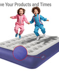 Children jumping on air bed showcasing Heavy-Duty Pool Patch Repair Kit For Inflatables With Peel-And-Stick TPU Vinyl Waterproof Patch Kit.
