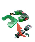 EGH25CA Carriage Slider Block Set with green blocks and oil boxes, showing installation for 3D printers and CNC machines.