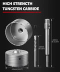 4-1/2 Inch Concrete Hole Saw With SDS Plus Shank Adapter, Tungsten Carbide tipped drill components and dimensions