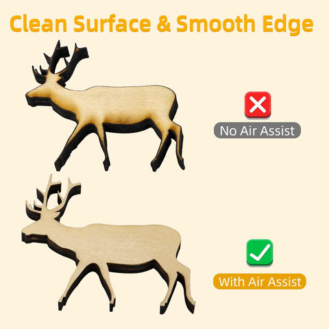 Comparison of engraved designs showing clean cut with AP30A Portable Air Assist Pump 0 To 30 Liters Per Minute for CNC engraving machines.