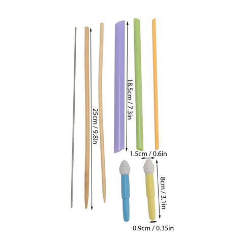 Fabric Tube Turner Set With Assorted Sizes, Quick Turn Tools For Sewing And Crafting, Includes 2 Piece Mini Thread Removers For Seam Removal And Easy Threading; 25cm, 18.5cm