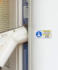 Weather Resistant Filter Maintenance Alert Label Sticker For Industrial Equipment White PET Machinery Decal With Clean Filter Reminder visible on machinery.