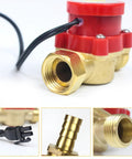 Water Flow Sensor Switch HT-30 for CO2 Laser Protection with brass G 3/4 inch thread, includes nozzles and shims, red cap