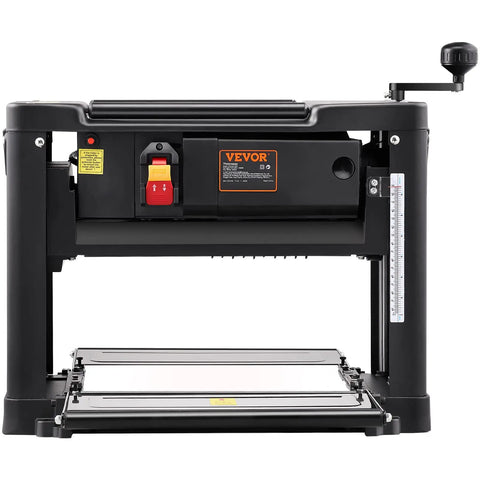 Heavy Duty Benchtop Wood Planer With A 13 Inch Worktable And 15 Amp Motor for cutting hardwood and softwood stock, front view.
