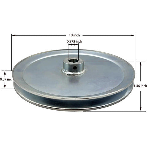 10 Inch One Grove V Belt Pulley For A B 5L 4L AX BX Belts Bore Seven Eighths Inch Carbon Steel Zinc Plated Motor Pulley Includes Standard Keyseats Screws And Wrench For A Rock Solid Durable Drive