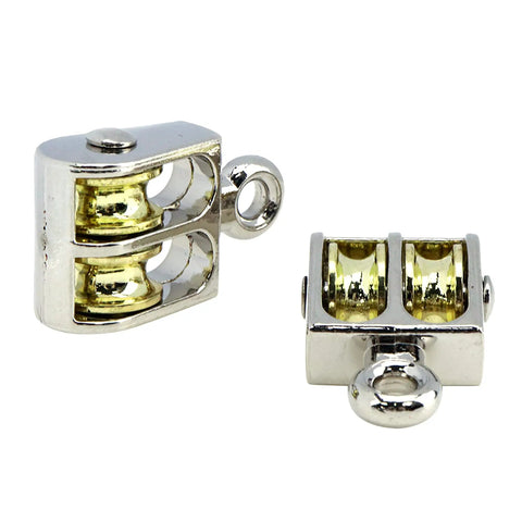 Four Pack 1.42 Inch Double Pulley Block Set For Lifting Heavy Duty Rope And Cable Stainless Steel Zinc Alloy Crane Pulleys