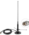 Dual Band Car Ham Radio Antenna With Magnetic Base And Ground Plane Kit Covers 136-174MHz And 400-470MHz Soft Whip PL259 Male Connector