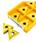 Durable 10 Pcs Indexable Carbide Lathe Tools TNMG160404R Set For Heavy Duty Steel And Stainless Machining with yellow holder.