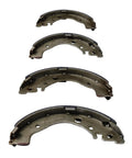 Pair Of Rear Drum Brake Shoes For Honda Civic Fit Insight 2006 To 2020 angled view showing heavy duty steel backing and structure.