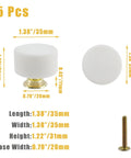 Premium Genuine White Marble Cabinet Knobs, Set Of Five Round Drawer Pulls For Dresser Or Kitchen Vanity with measurements