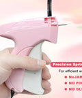 Pink Handheld Stitch Gun For Quick Clothes Fix Garment Repair Tool With 6 Needles and Fasteners for Denim Wool Linen