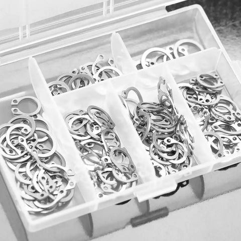 Stainless Steel Retaining Ring Set 120Pc Kit Snap Ring Circlip Assortment 9Mm To 14Mm With Box For Rotation Limitation