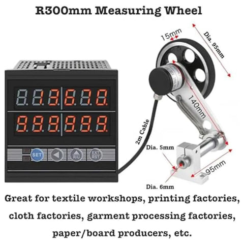 Built Tough Rolling Measuring Wheel With Crisp Digital Readout And Precision Encoder For Effortless Length Tracking On Flooring Installations And Outdoor Jobs Daily with cable and display.