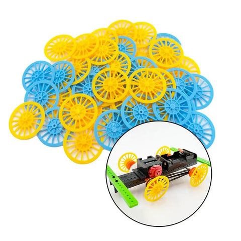 DIY Wheel And Shaft Kit For Models 60 Plastic Wheels And 30 Round Shafts 2mm Shaft Diameter 100mm Shaft Length 37mm Wheel Diameter