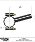3 Inch Axle Tube Clamp On Bracket For Rear Track Bar Mount, Steel Construction, Fits 3 Inch Diameter Axle Tubes, Clamp-On Installation, No Welding Needed, Ideal For Panhard Bar And Track Bar Suspension Systems diagram showing 3 in axle tube bracket dimensions