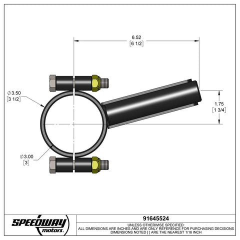 3 Inch Axle Tube Clamp On Bracket For Rear Track Bar Mount, Steel Construction, Fits 3 Inch Diameter Axle Tubes, Clamp-On Installation, No Welding Needed, Ideal For Panhard Bar And Track Bar Suspension Systems diagram showing 3 in axle tube bracket dimensions
