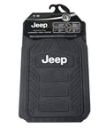 Jeep Weatherpro Four Piece Floor Mats Set Universal Fit for Most Vehicles Black Heavy Duty Floor Mats Easy Clean Durable Rubber
