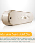 Eolis 3D WireFree RTS Wind Sensor for Awnings, Off White Finish, showcasing wireless unit from side angle