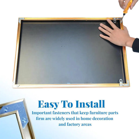 Assembling a frame with 18 Pcs Silver Metal Picture Frame Hardware Kit with L Shaped Angle Brackets and Tapped Corners