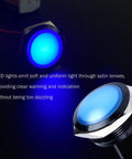 Blue 22mm LED Indicator Light 110 220VAC Waterproof IP67 Raised Head Pilot Lamp With Wire No Fuss Install For Household Appliances DIY 20mA Aluminum Alloy Black Anodized Shell 2 Pack lit blue panel mount indicator with wires