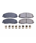PowerStop front ceramic brake pads with install hardware for Jeep Wrangler/Gladiator; 4 pads with hardware