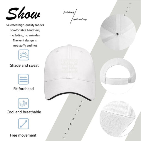 Vintage White Adjustable Cap For Women And Men, Modern Statement Hat With Soft Feel, close-up of breathable cotton material