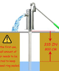 Stainless Steel Manual Well Pump For Home And Garden Water Suction Hand Pump Pitcher Pump For Wells Up To 26 Feet Durable Groundwater Pump With Easy Crank And Food Grade Safety in use, showing water flow.