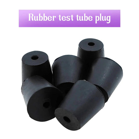 Premium 6 Pack Black Rubber Stoppers With Hole Heavy Duty Tapered Lab Bungs Kickass Leak Proof Seals Built Tough For Test Tubes Industrial And Home DIY Projects