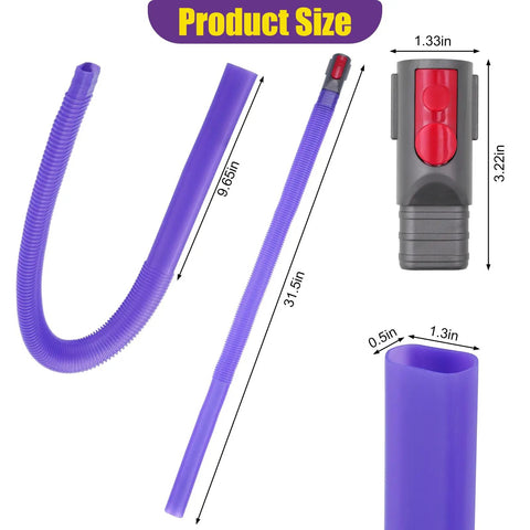 Dyson Compatible Vacuum Crevice Cleaning Attachment Kit With A 34 Inch Bendable Hose for tight gaps and dryer vent lint removal