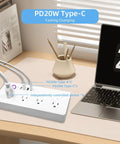 Slick Smart Power Strip With Four Independently Controlled AC Outlets For A Clean Home Office Setup And Total No Sweat Pairing With Apple Home Alexa And Google Assistant with USB and Type-C ports