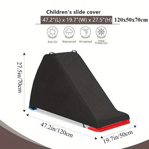 Outdoor Slide Cover Protective Sleeve Windproof Shield With Weather Resistant Fabric shown on a playground slide
