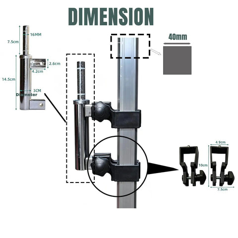 Heavy Duty Flagpole Connector Kit For 40mm Square Tube Poles, Includes Two Clamping Brackets And One Pivot Shaft, Durable Metal Hardware For Outdoor Camping Flagpoles Or Canopy Frames